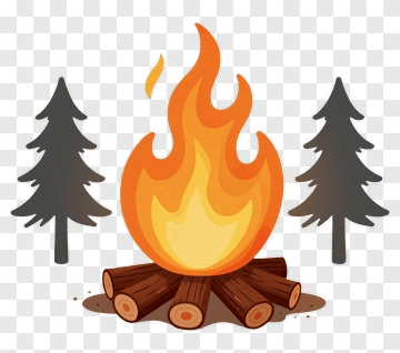 Campfire With Flames And Trees PNG