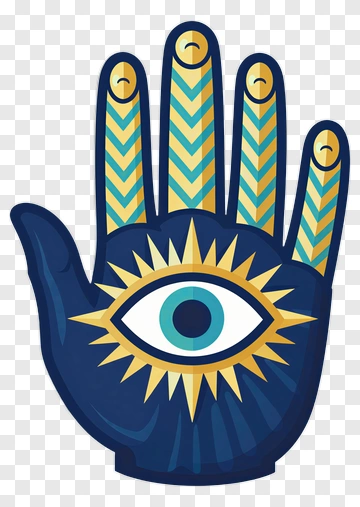 Hand Symbol With Eye And Sunburst Design PNG