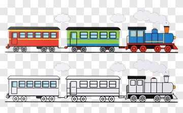 Cartoon Train With Colorful Cars PNG