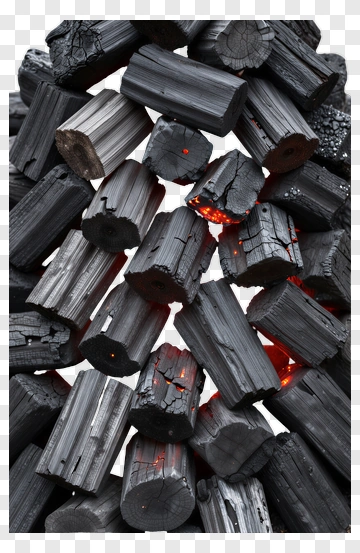 Charcoal Pile With Glowing Embers PNG