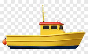 3D Yellow Fishing Boat PNG