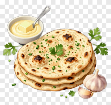 Garlic Naan With Butter And Herbs PNG
