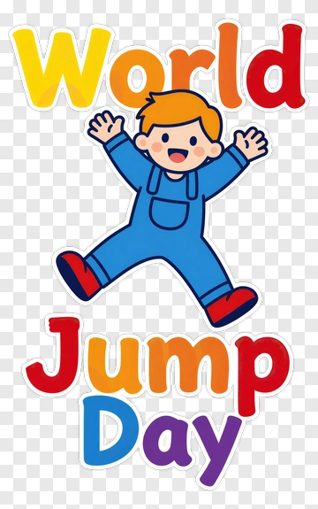 Cartoon Boy Celebrating World Jump Day PNG