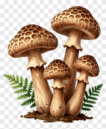 Mushrooms With Ferns PNG