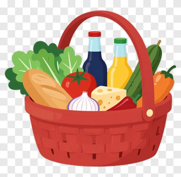 Colorful Grocery Basket Filled With Fresh Produce PNG