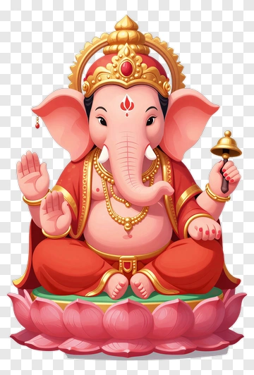 Cartoon Ganesh Sitting On A Lotus Flower PNG