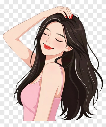 Smiling Woman With Long Hair PNG