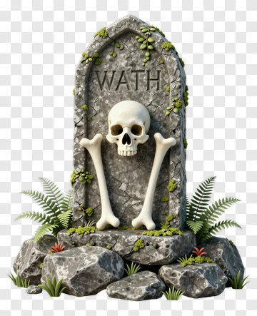 Cartoon Skull On A Grave Marker PNG