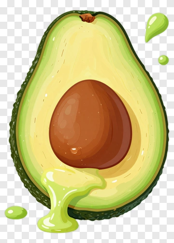 Cartoon Avocado With Dripping Pulp PNG