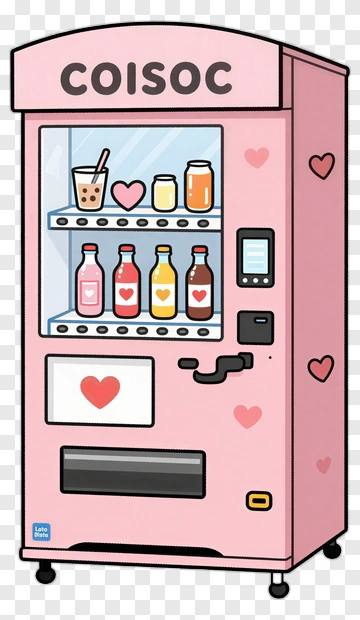 Pink Vending Machine With Drinks PNG
