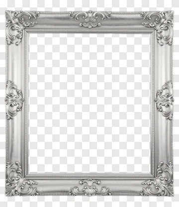 Ornate Silver Picture Frame PNG