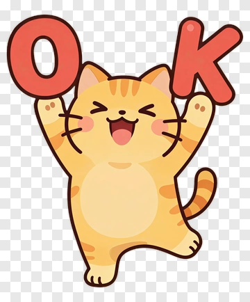 Cartoon Cat Holding Ok Letters PNG