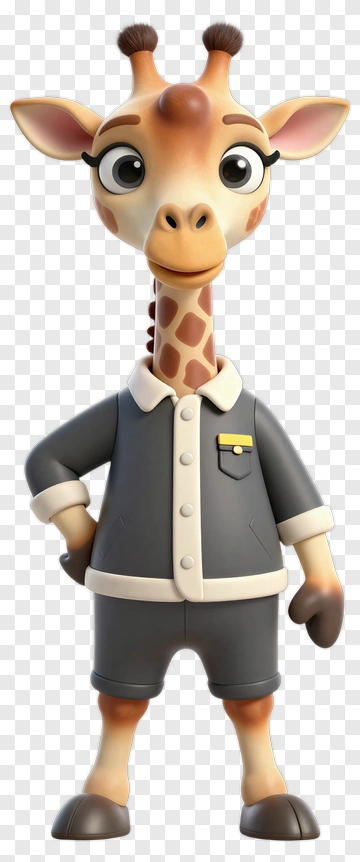 Cartoon Giraffe Character In Uniform PNG