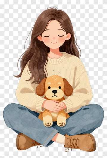 Girl Holding A Cute Puppy PNG