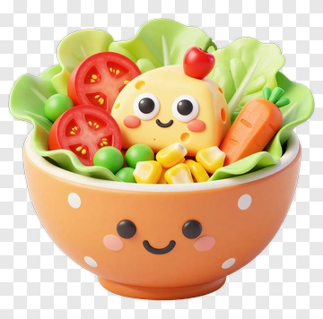 Cartoon Salad Bowl With Happy Face PNG