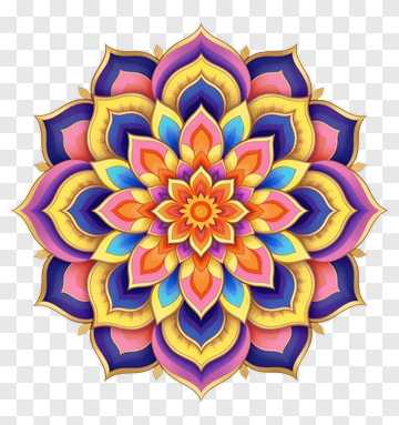 Colorful Mandala Flower Design PNG