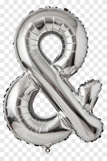 Silver Balloon Ampersand Symbol PNG