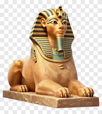 3D Sphinx Statue With Egyptian Headdress PNG
