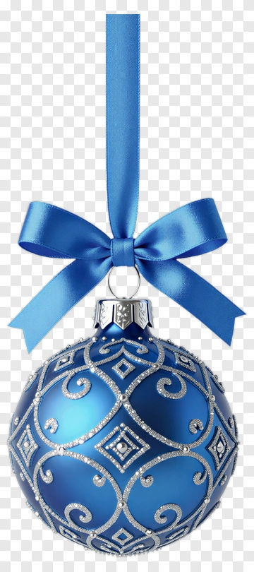 Blue Christmas Ornament With Ribbon PNG