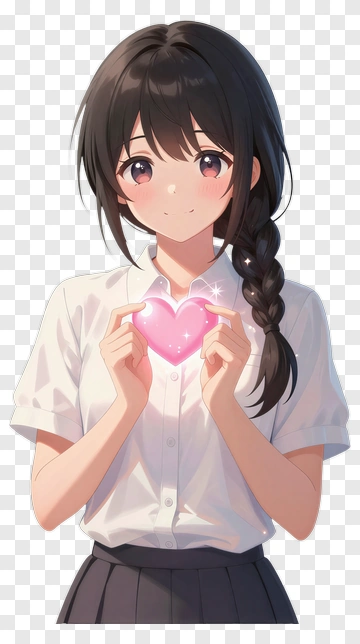 Anime Girl Holding A Heart PNG