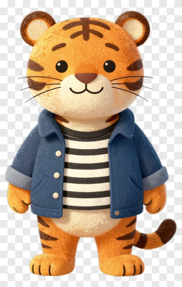 Cartoon Tiger Character In A Blue Jacket PNG