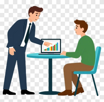 Businessman Presenting Data To Client At Table PNG
