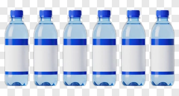 Plastic Water Bottles With Blue Caps PNG