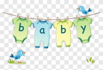 Baby Clothes Hanging On A Line With Birds PNG