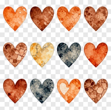 Colorful Watercolor Hearts PNG