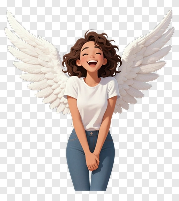 Cartoon Angel Smiling With Wings PNG