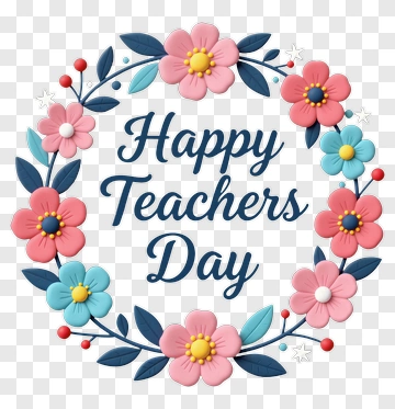 Happy Teachers Day Floral Wreath PNG