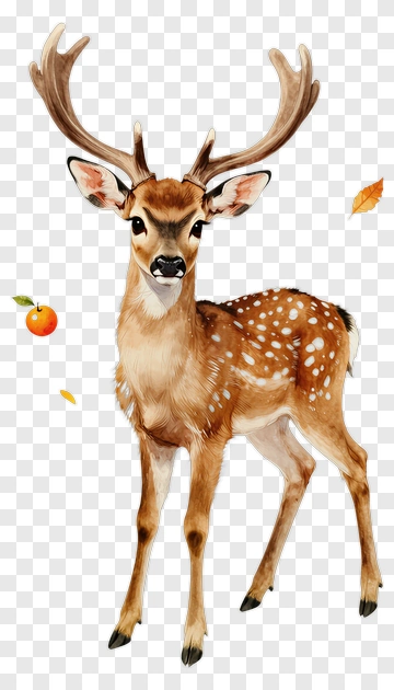 Fawn Standing In Autumn Leaves PNG