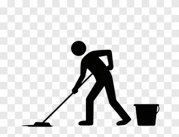 Silhouette Cleaner Mopping Floor PNG