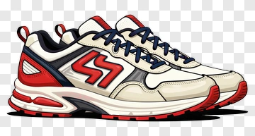 Running Shoes With Red And Blue Accents PNG