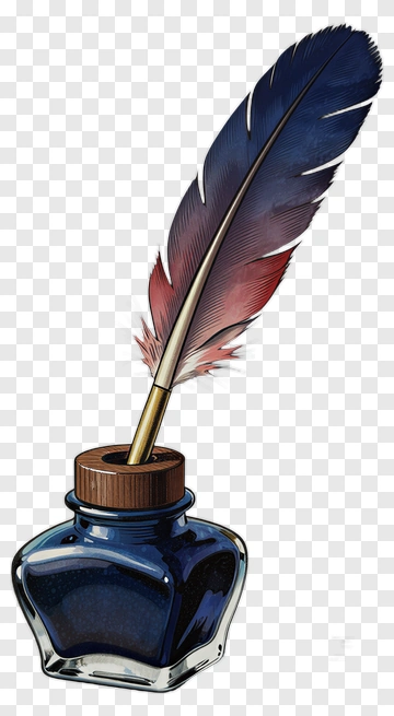 Ink Bottle With A Feather Quill PNG
