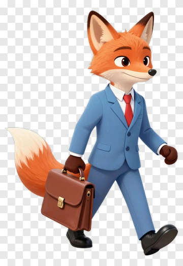 3D Fox Character In Business Suit PNG