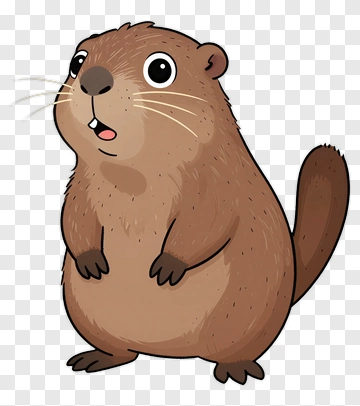 Cartoon Beaver Standing PNG