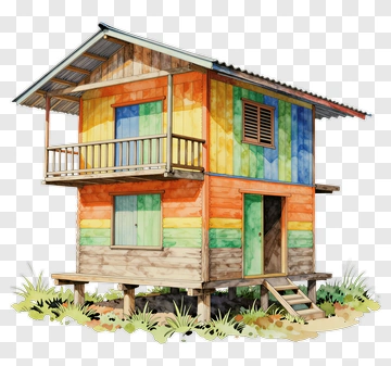 Colorful Wooden House PNG