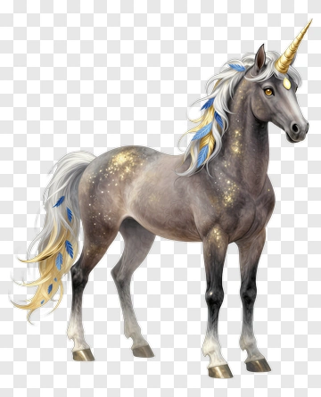 Fantasy Unicorn With Colorful Mane PNG