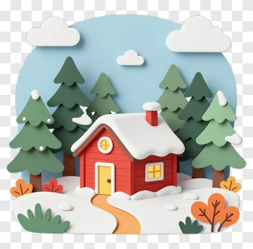 Colorful House In A Winter Forest PNG