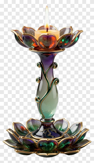 Colorful Lotus Candle Holder PNG