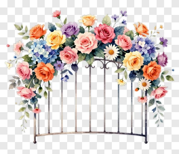 Floral Arch With Colorful Roses And Flowers PNG