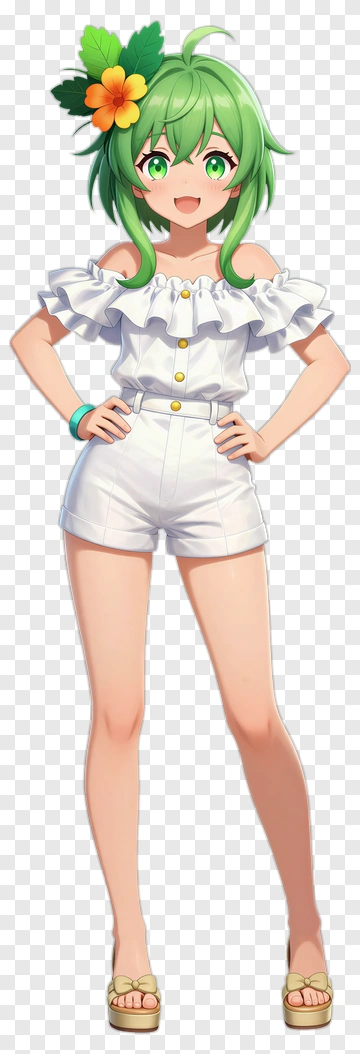 Anime Girl In White Summer Outfit PNG
