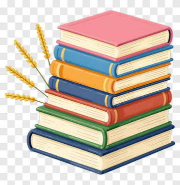 Stack Of Colorful Books With Wheat PNG