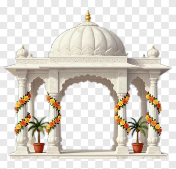 Decorative White Pavilion With Flowers PNG