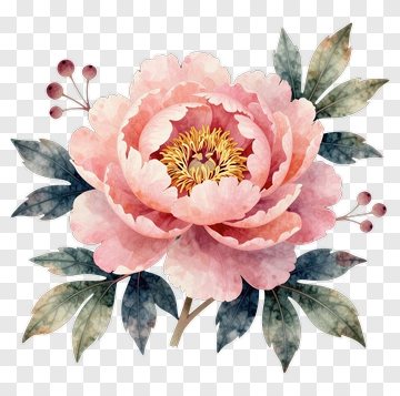 Watercolor Pink Peony Flower PNG