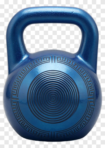 Blue Kettlebell With Decorative Design PNG