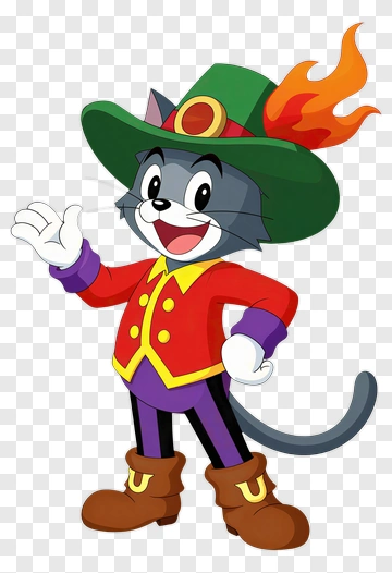 Cartoon Cat In A Colorful Outfit PNG