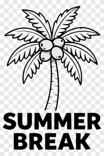 Palm Tree With Summer Break Text PNG