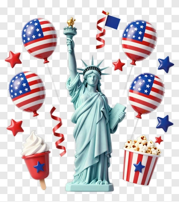 Statue Of Liberty With Independence Day Decorations PNG